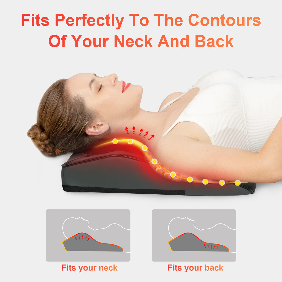 Back and Neck Massage Pillow W/heat, Size: 12.6