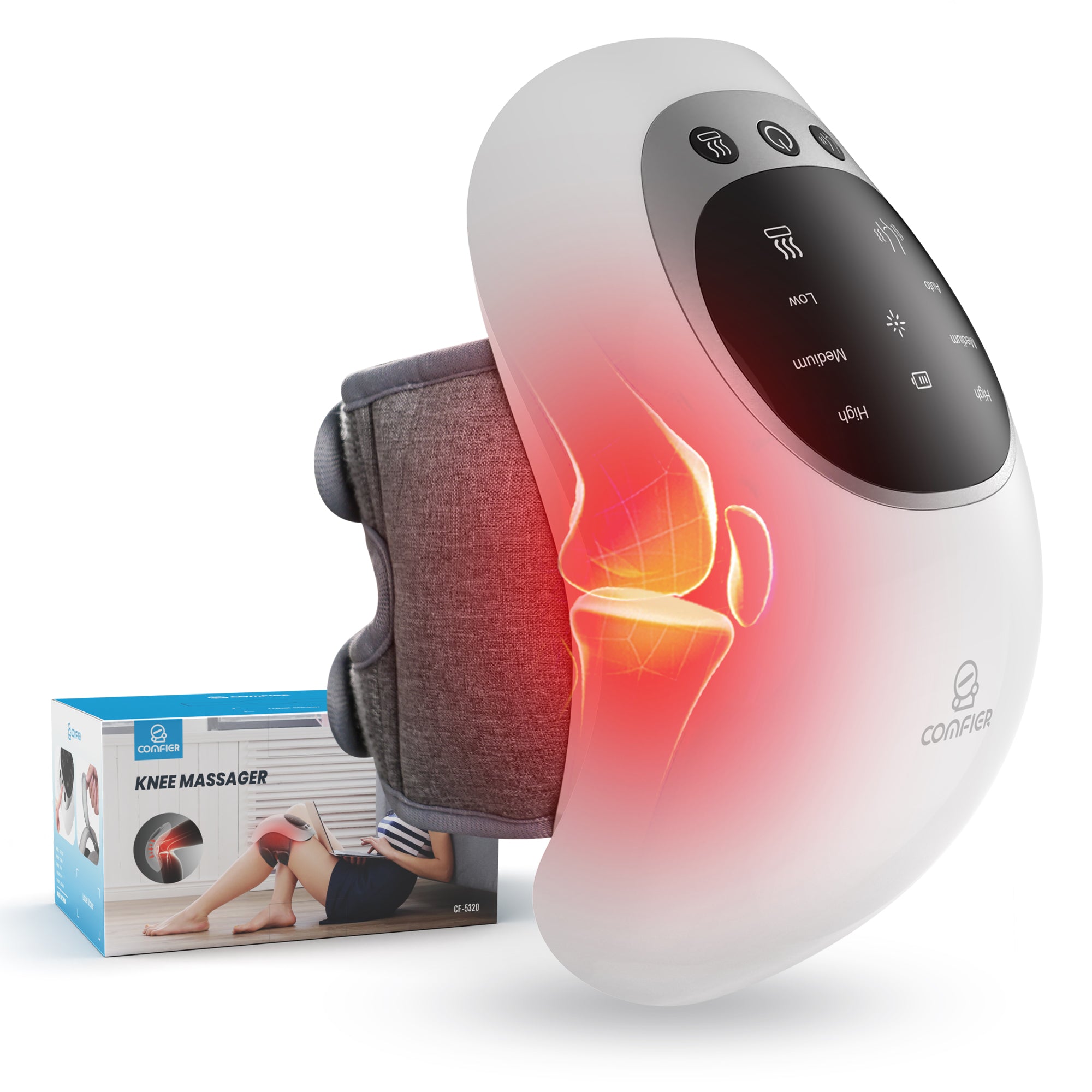  Knee Massager with Heat and Red Light, Heating Pad for