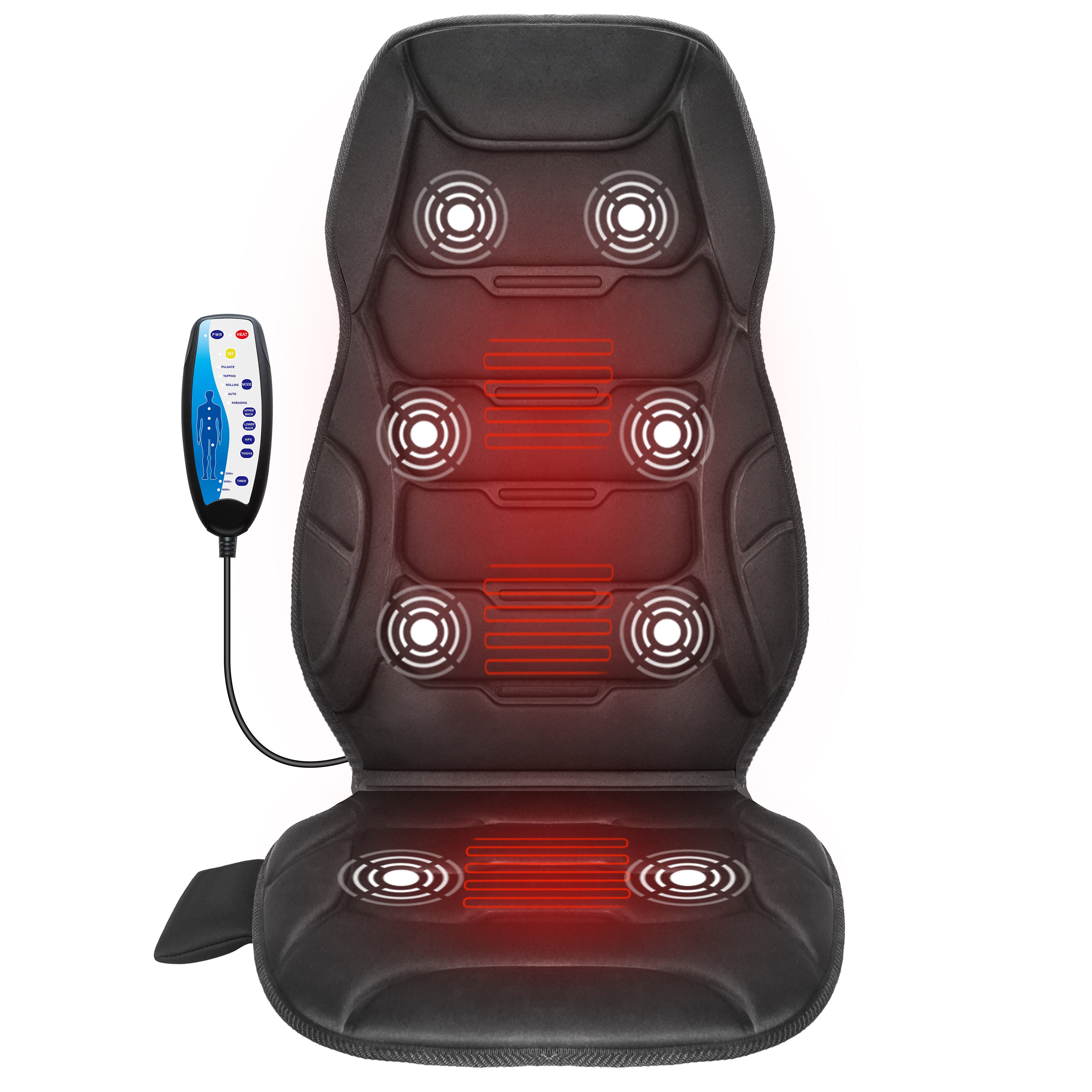 Comfier Back Massager with Heat, Vibration Massage Seat Cushion with 8 Massage Nodes & 5 Modes, Adjustable Chair Massage Pad for Home Office, Heated Chair Pad CF-2402