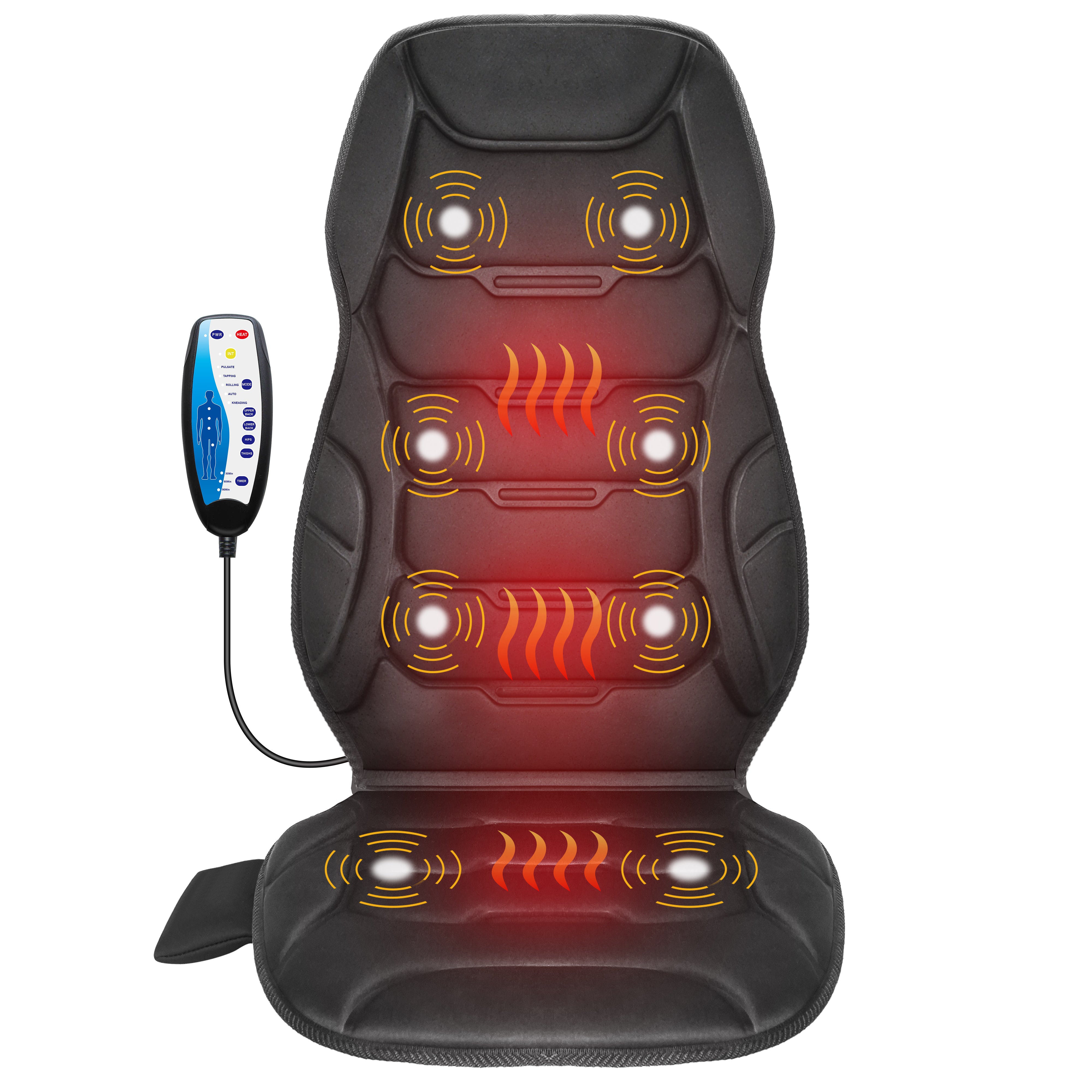 Comfier Back Massager with Heat, Vibration Massage Seat Cushion with 8 Massage Nodes & 5 Modes, Adjustable Chair Massage Pad for Home Office, Heated Chair Pad CF-2402