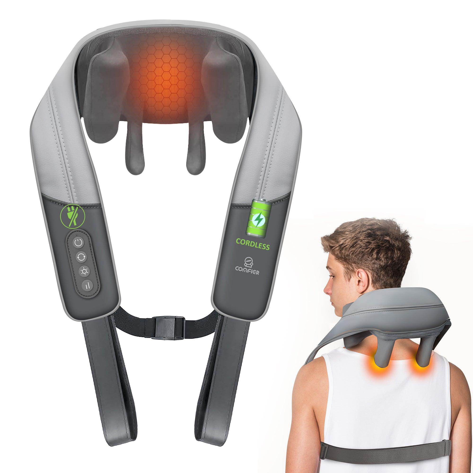 Shiatsu Neck and Shoulder Massager, 4D Deep Kneading Cordless Neck and Back Massager with Heat and Vibration CF-6811