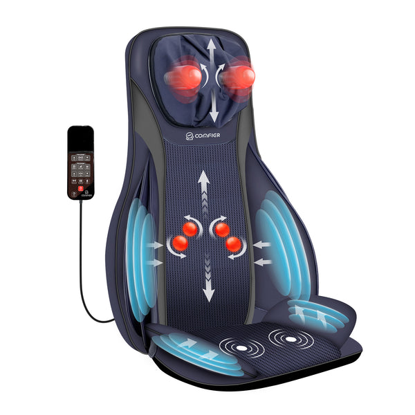 COMFIER Shiatsu Neck Back Massager with Heat, Massage Chair Pad with Tapping,Kneading Chair Massager,Seat Massager for Neck, Back and Shoulders CF-2406