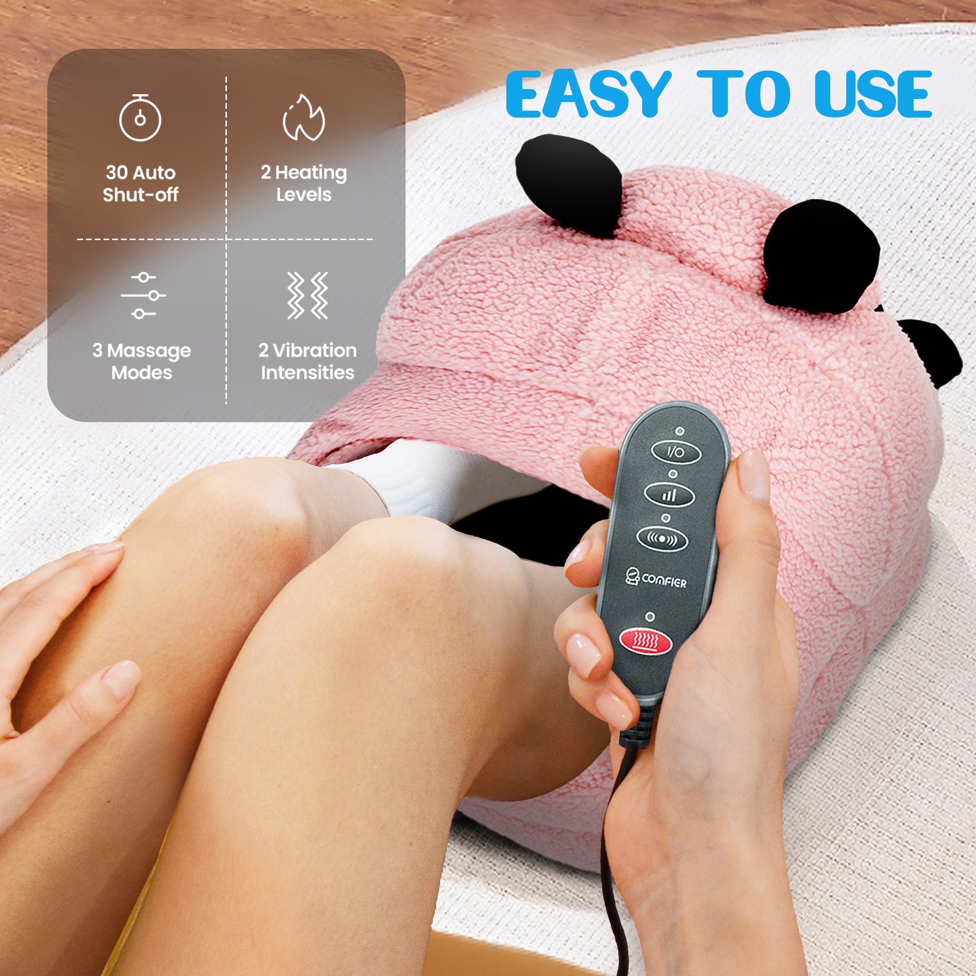 Comfier Foot Massager Machine with Heat for Circulation,Plantar Fasciitis, Pain Relief, Foot Warmer, 3 Vibration Modes,Perfect Gift CF-5403WM