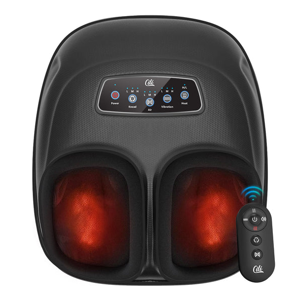 CILI Shiatsu Foot Massager Machine with Heat, Feet Massager for Plantar Fasciitis Neuropathy, Soles & Instep Heating, Remote Control CL-5225RC