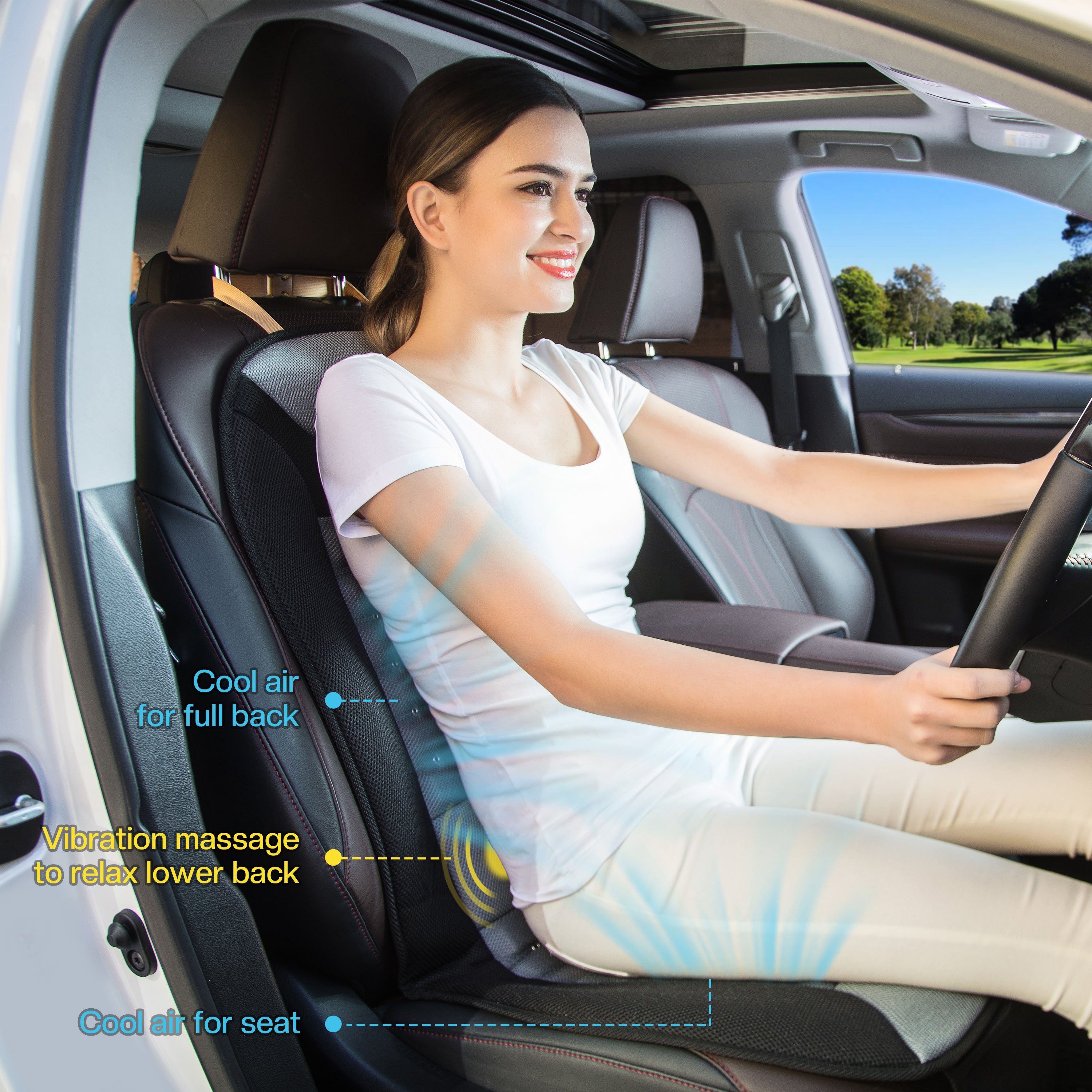 Breathable Car Seat Cooling Lumbar Universal Car Massage Cushion