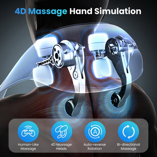 Shiatsu Neck and Shoulder Massager, 4D Deep Kneading Cordless Neck and Back Massager with Heat and Vibration CF-6811