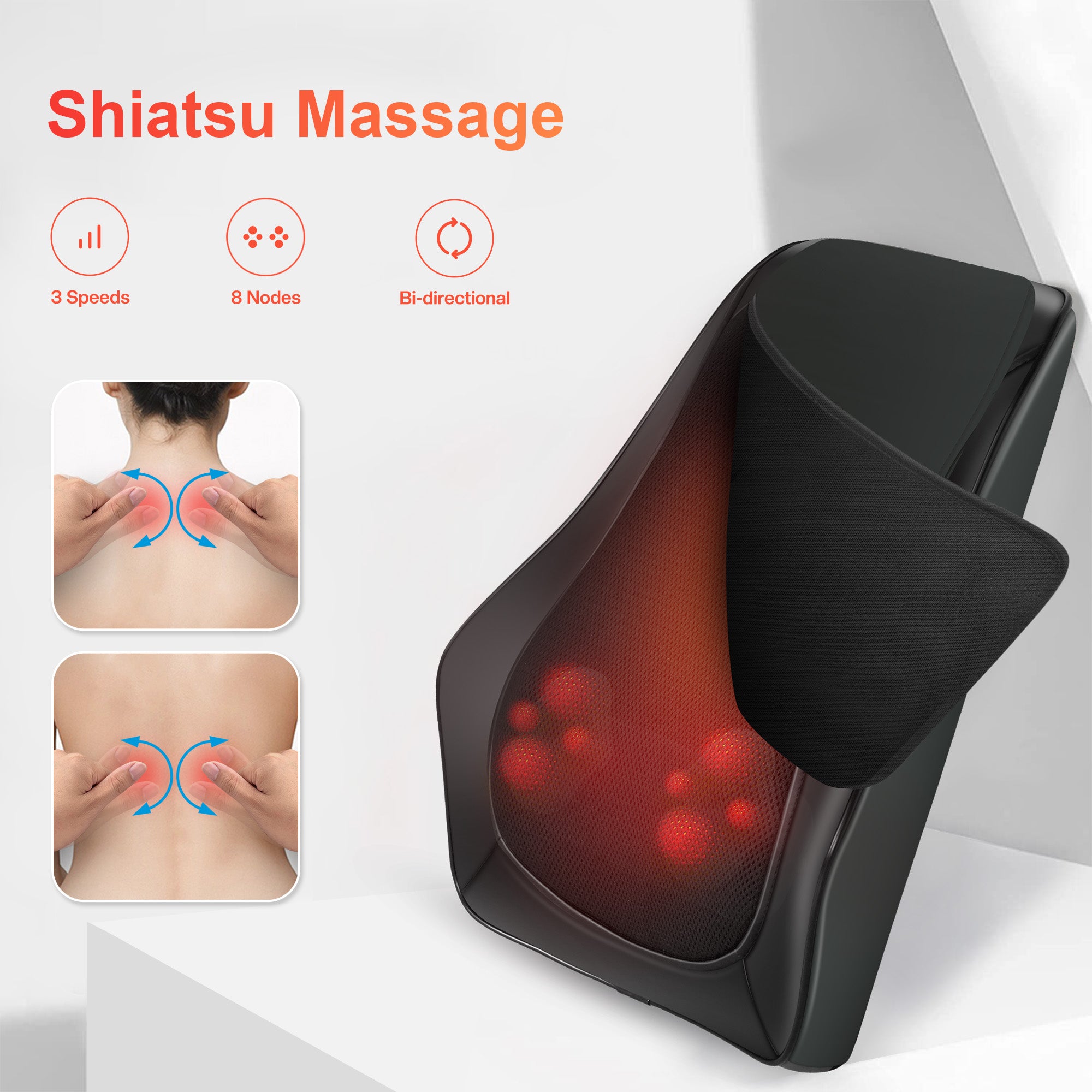 Comfier Neck Back Massager with Heat, Shiatsu Neck & Shoulder Massager --CF-6101