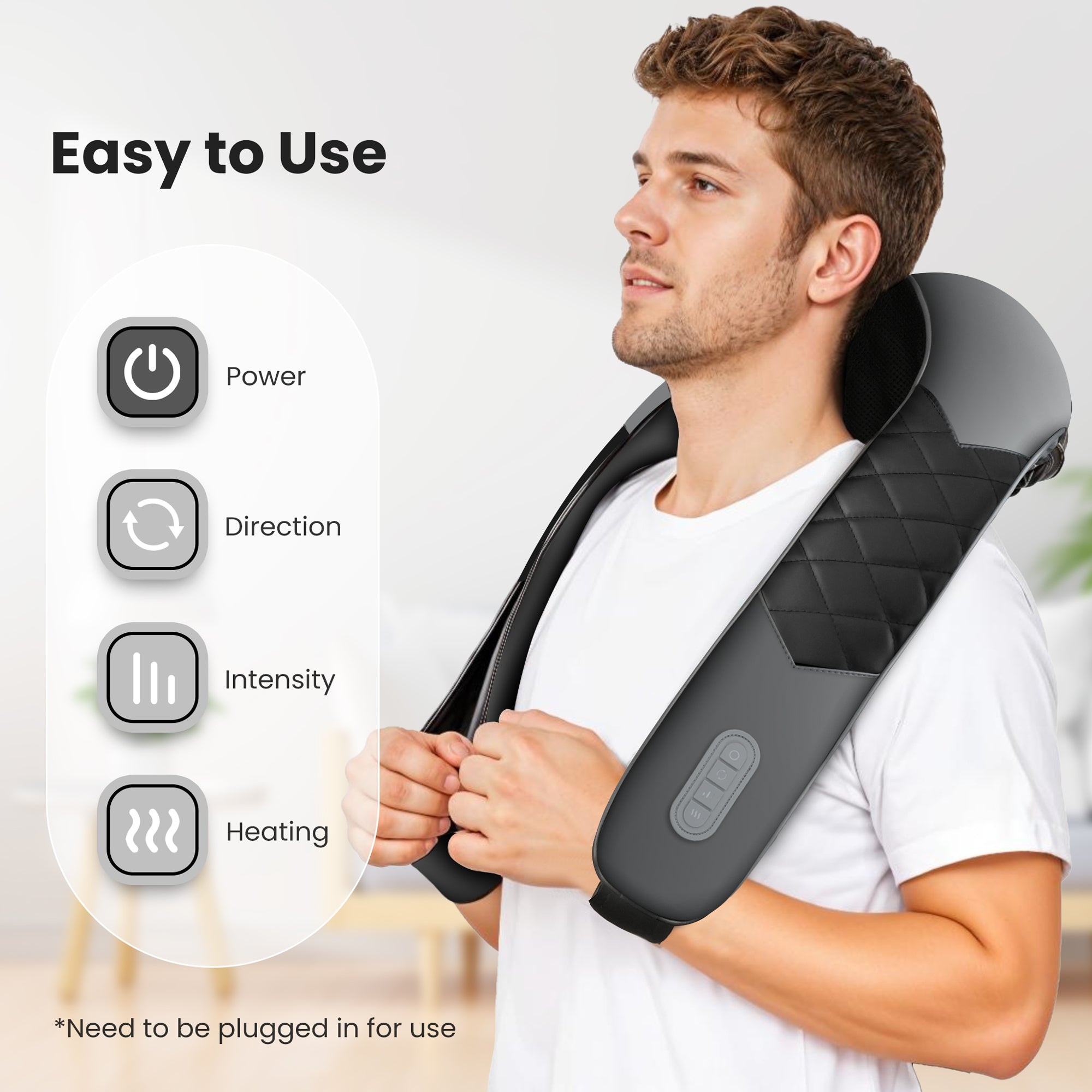 Comfier Shiatsu Neck Shoulder Massager - 2025 Latest Upgraded Model, Back Massager with Heat, Deep Tissue 4D Kneading Pillow Massager with Portable Storage Bag, Home, Office and Car Use CF-6302U