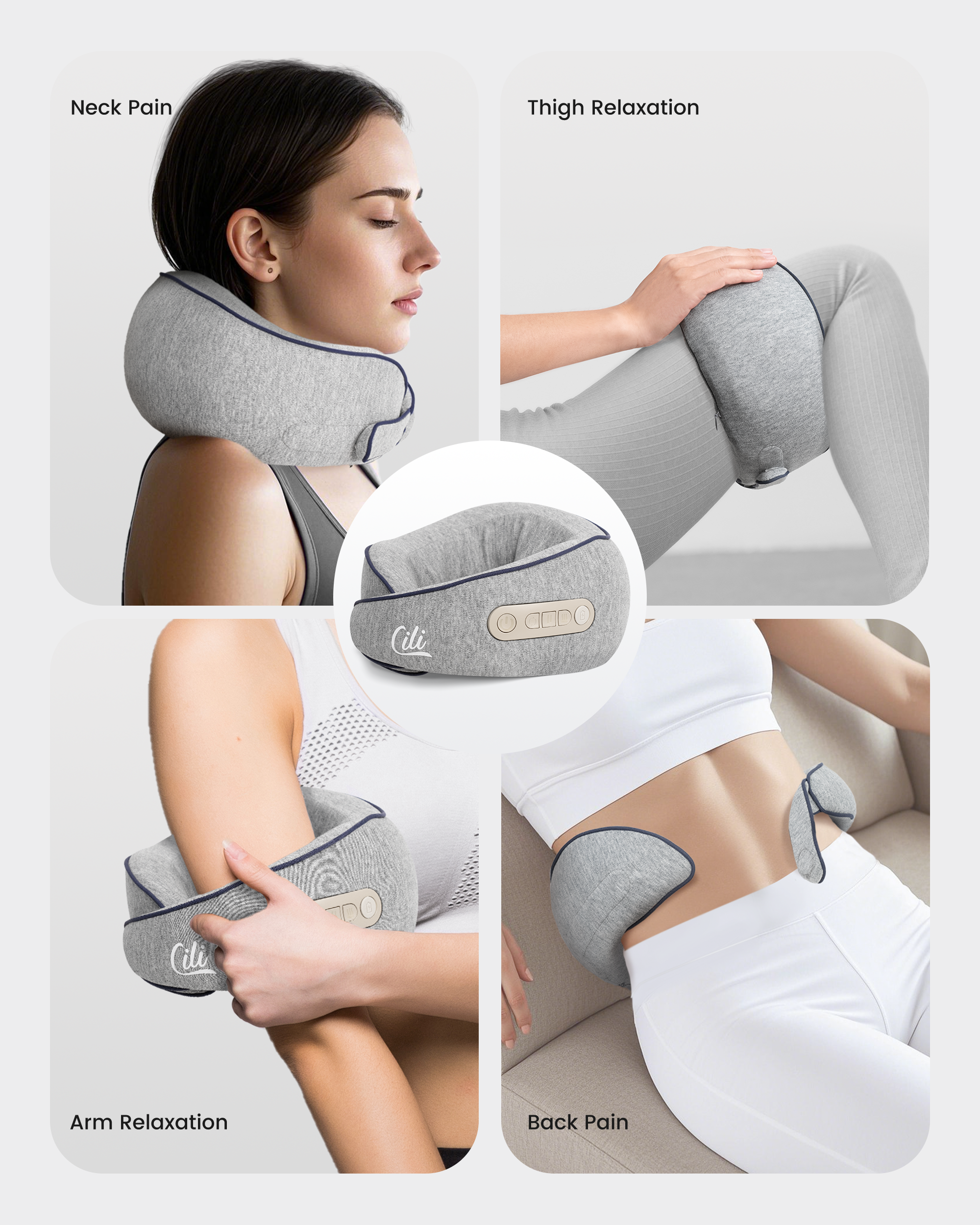 CiLi Cordless Neck Massager Pillow with Heat, Shiatsu Neck Massager for Pain Relief Deep Tissue, Neck Travel Pillow, 3 Adjustable Intensity CL-6476