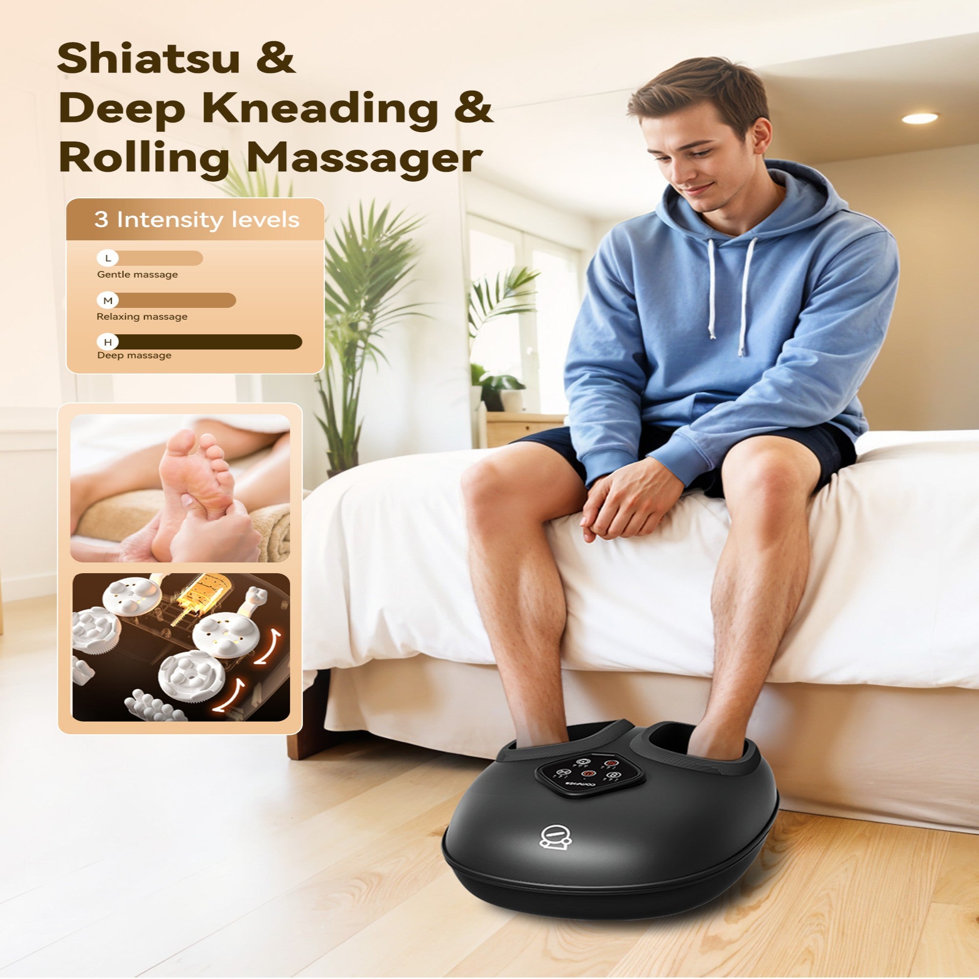 Comfier 2025 Upgrade Larger Foot Massager with Size 14, Shiatsu Feet Machine with Heat,Compression, Kneading &rolling,foot Massage for neuropathy,Plantar Fasciitis, Home or Office CF-5425