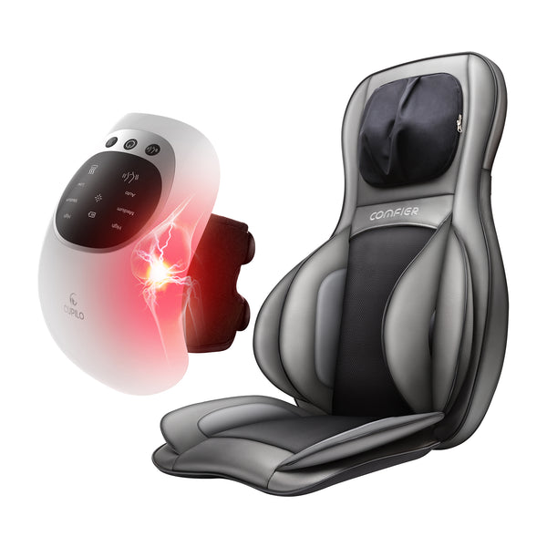 Bundle Neck & Back Massager with Air Compress & Shiatsu & Cordless Knee Massager with Heat