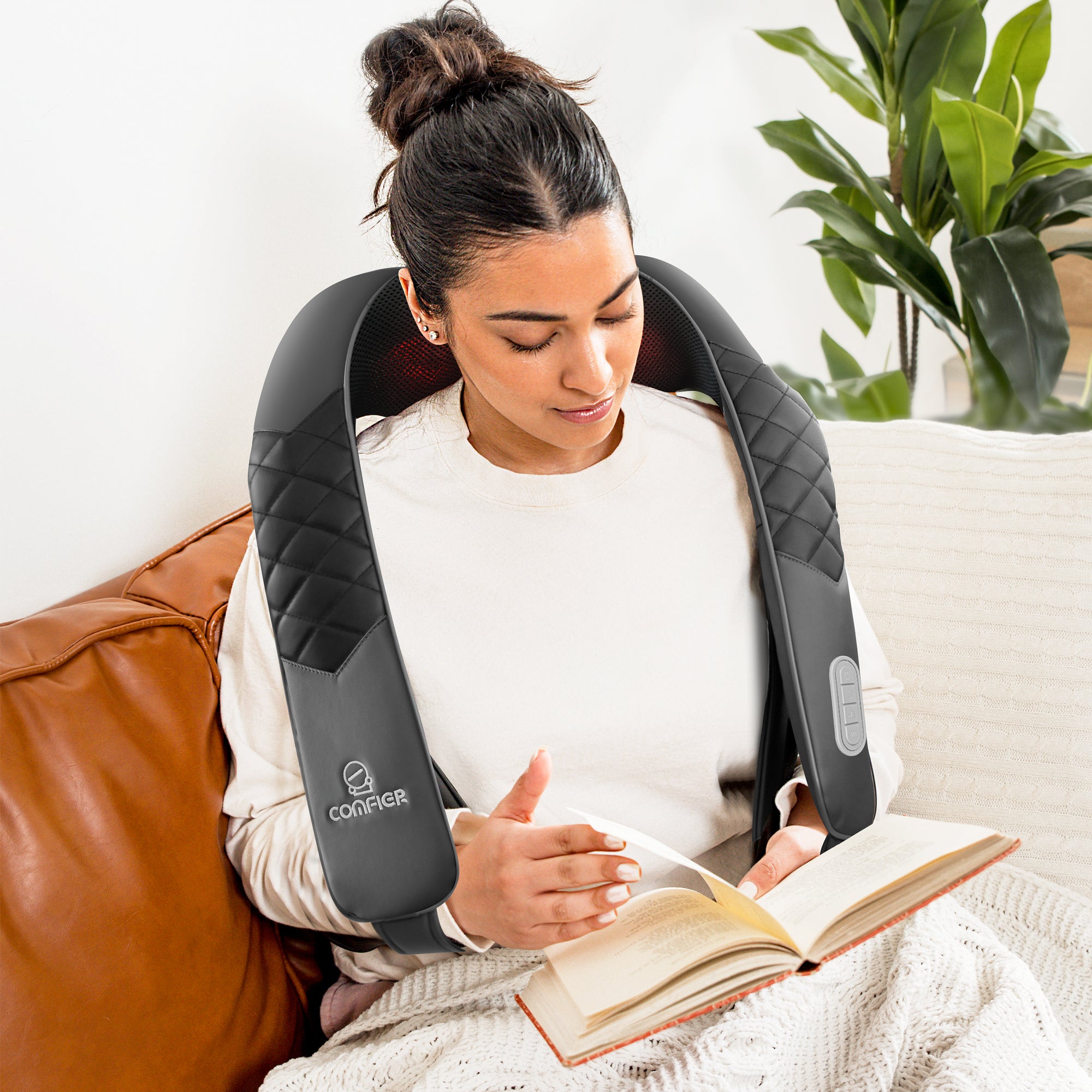 Comfier Shiatsu Neck Shoulder Massager - 2025 Latest Upgraded Model, Back Massager with Heat, Deep Tissue 4D Kneading Pillow Massager with Portable Storage Bag, Home, Office and Car Use CF-6302U