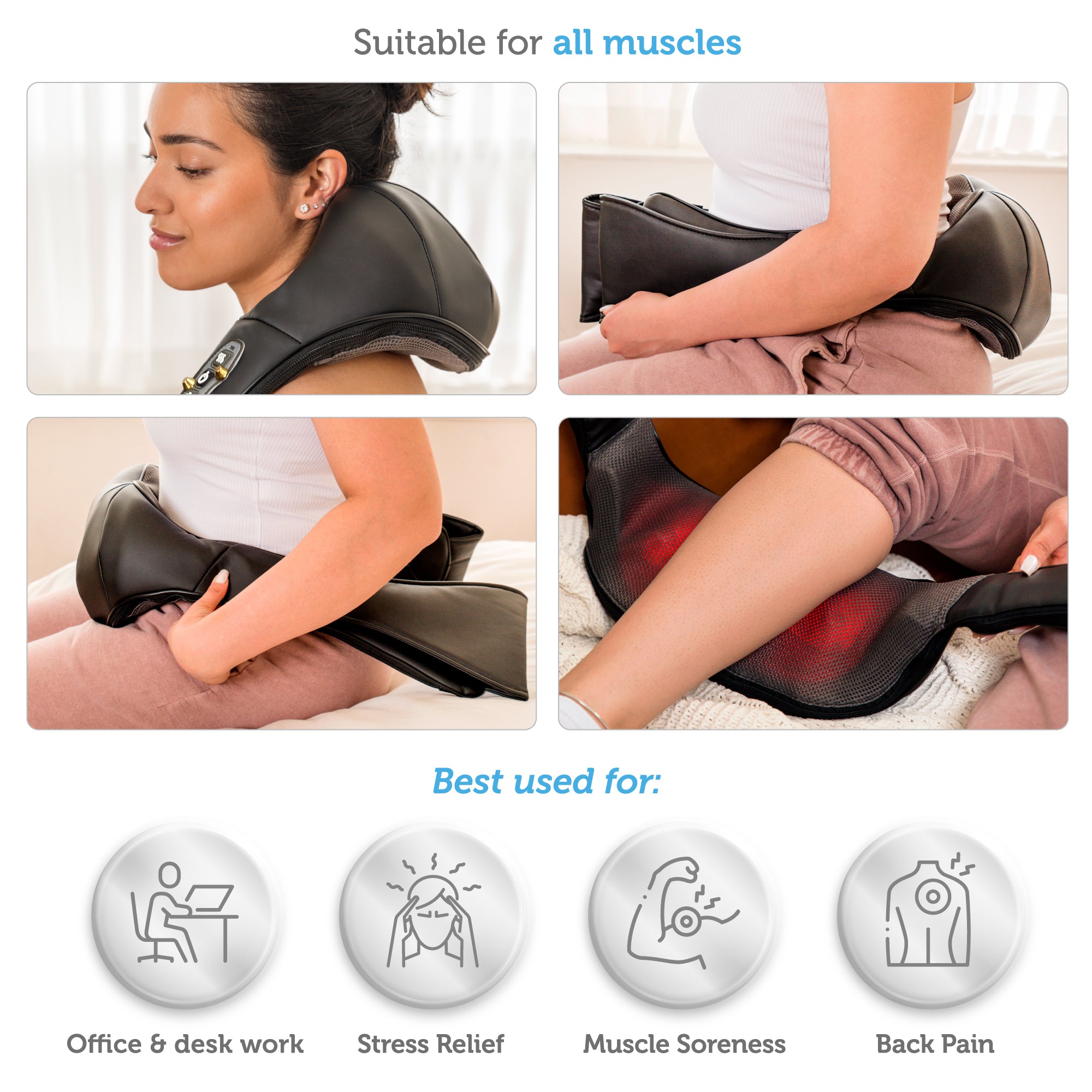 Comfier Shiatsu Neck and Shoulder Back Massager,Massage Pillow with Heat,Best Gift for Men/Women/Mom/Dad CF-6302