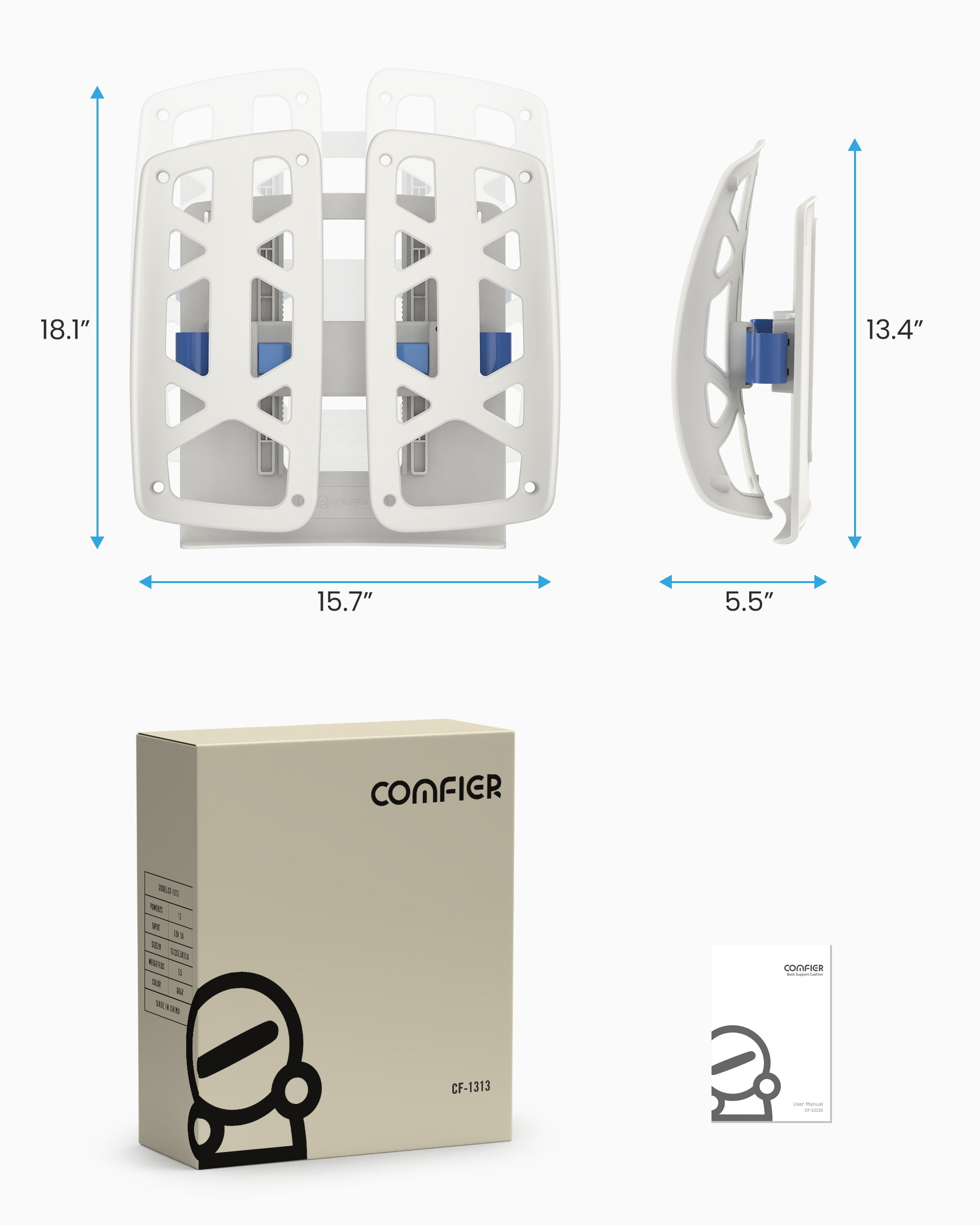 Comfier Ergonomic Back Support for Office Chair, Lumbar Support with Up & Down Adjustment,Ergonomic Lumbar Support Pillow for Office Chair, Lumbar Pillow for Home & Office Desk Chairs CF-1313S