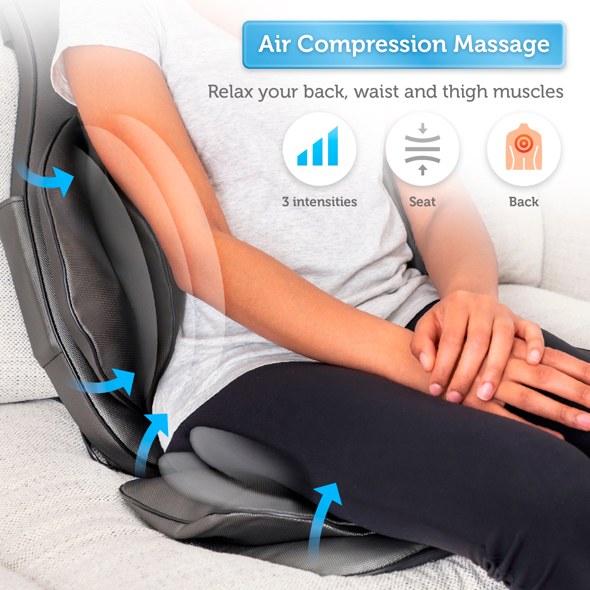 NEW Comfier Neck and Back Massager w/Heat Shiatsu Massage Pillow Gray  CF-6108G