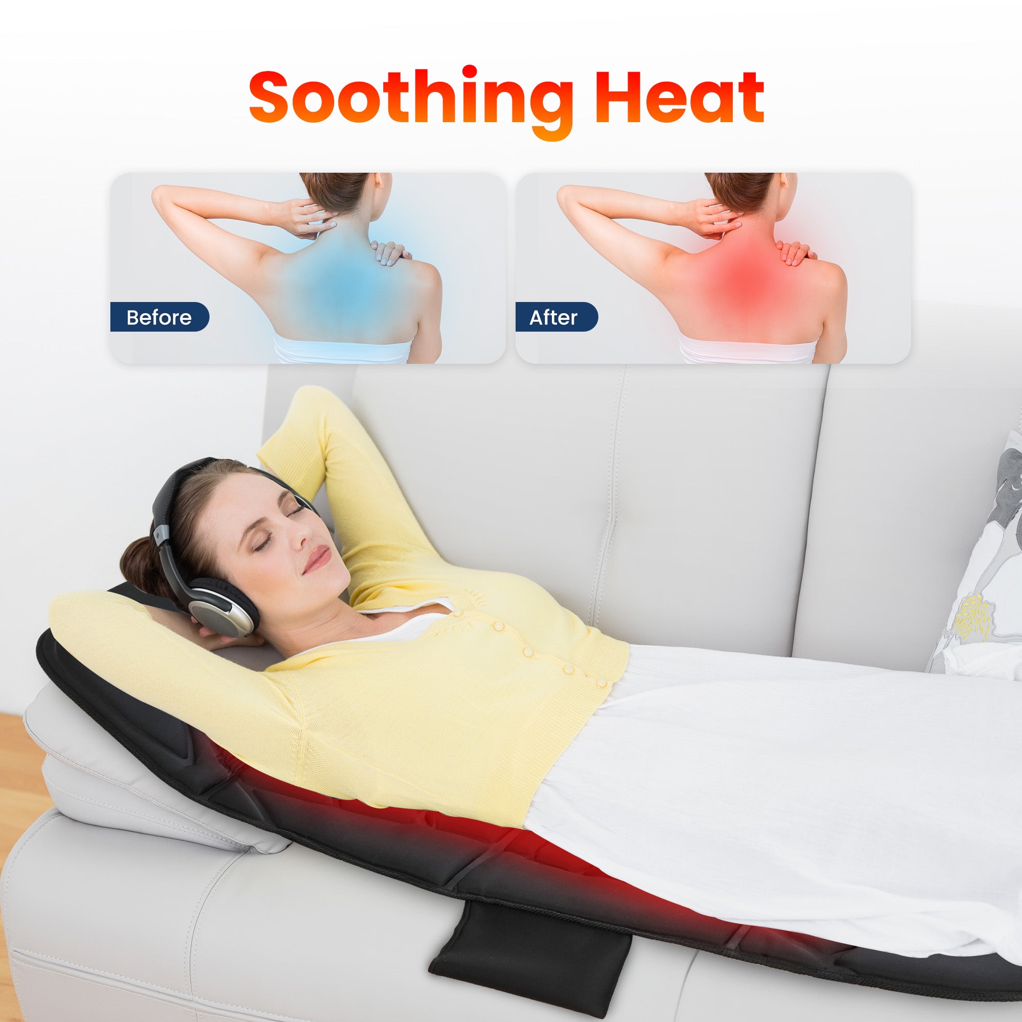 COMFIER Full Body Massage Mat Pad for Bed, Massage Chair Pad with 10 Vibration Motors & 5 Massage Modes, Vibrating Heating Massage Mattress Pad for Back,Massager with Auto Shut Off  CF-3401