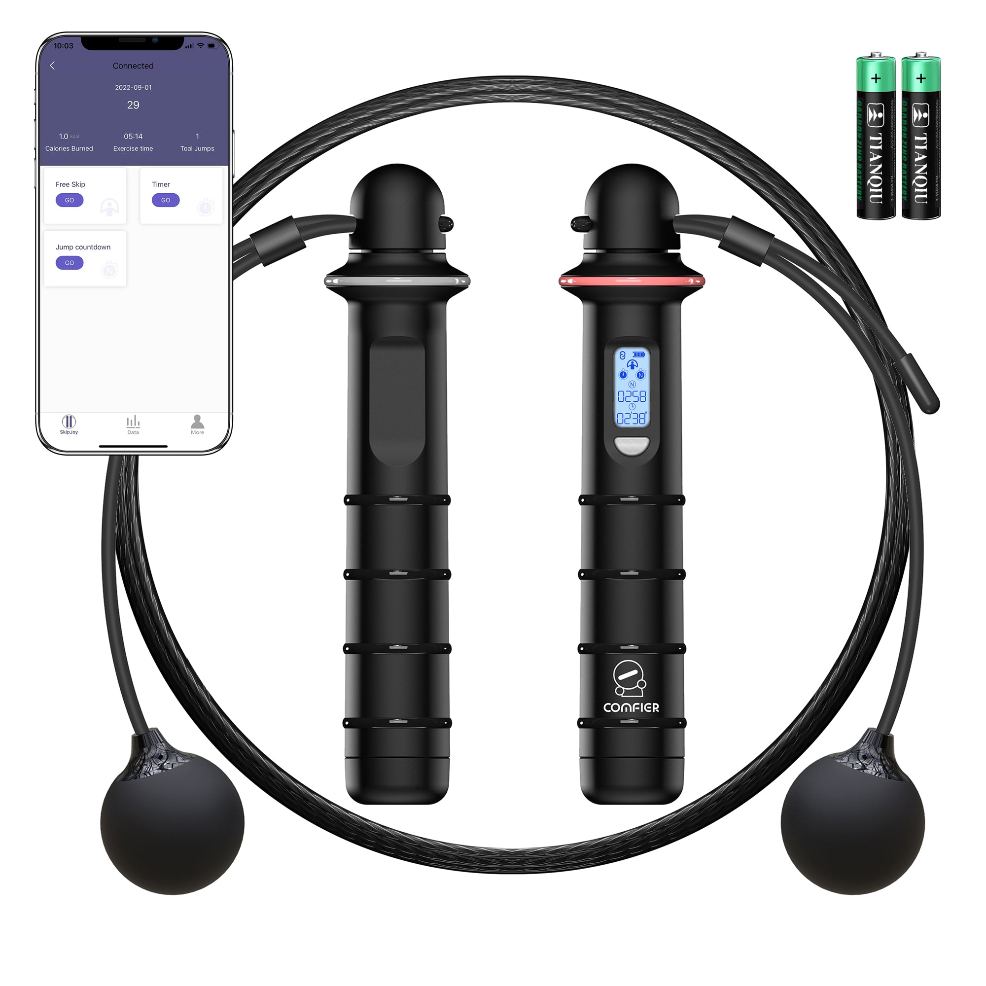 Comfier Smart Jump Rope for Fitness, Jumping Rope with APP Data Analys