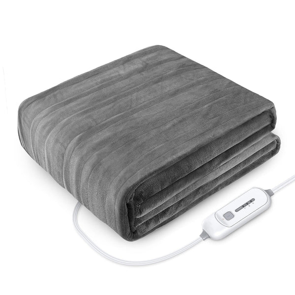 Comfier Heated Blanket Electric Throw, 50x60, Grey Soft Flannel Fast Heating Blanket -1811