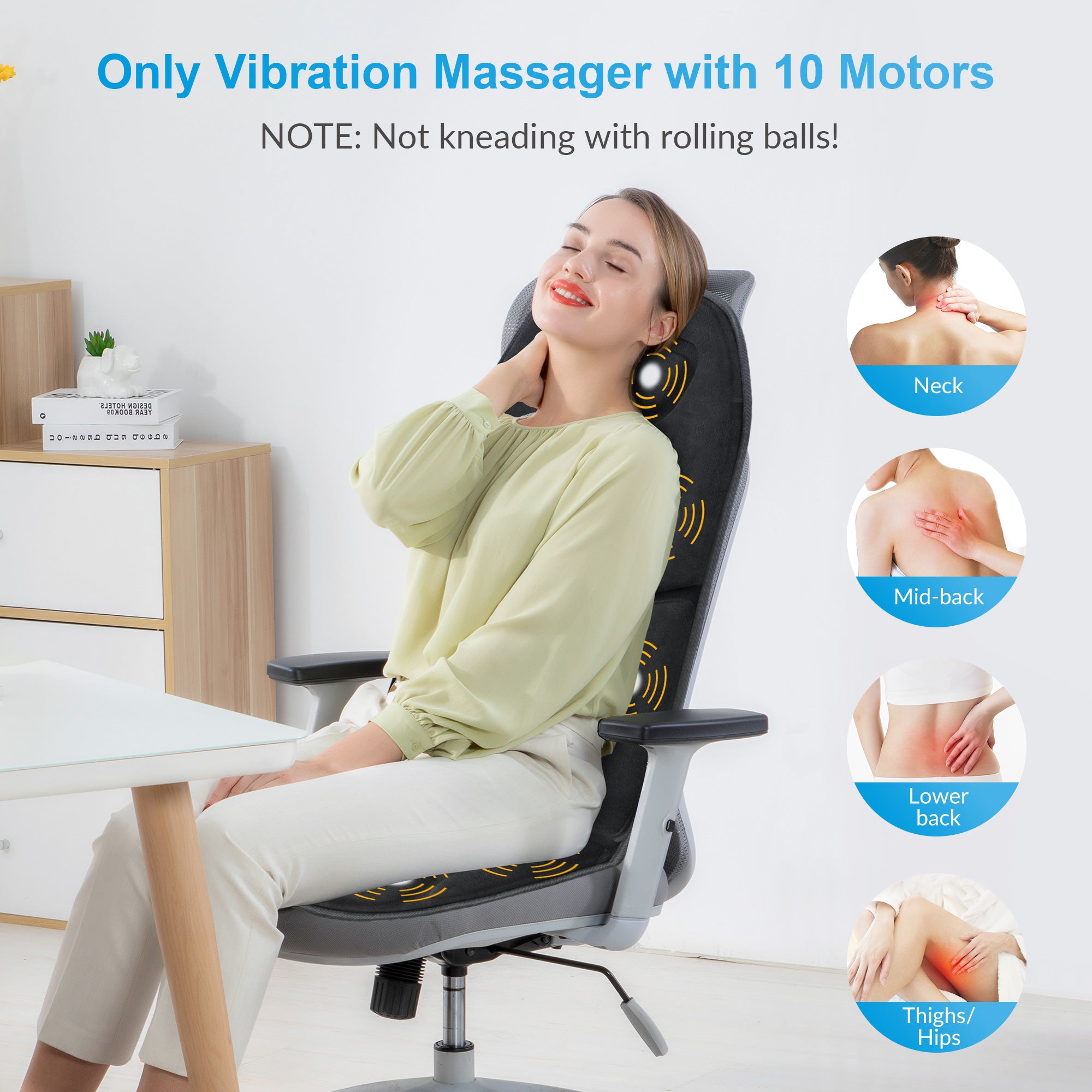 Massage Seat Cushion Back Massager w/ Heat & 6 Vibration Motors