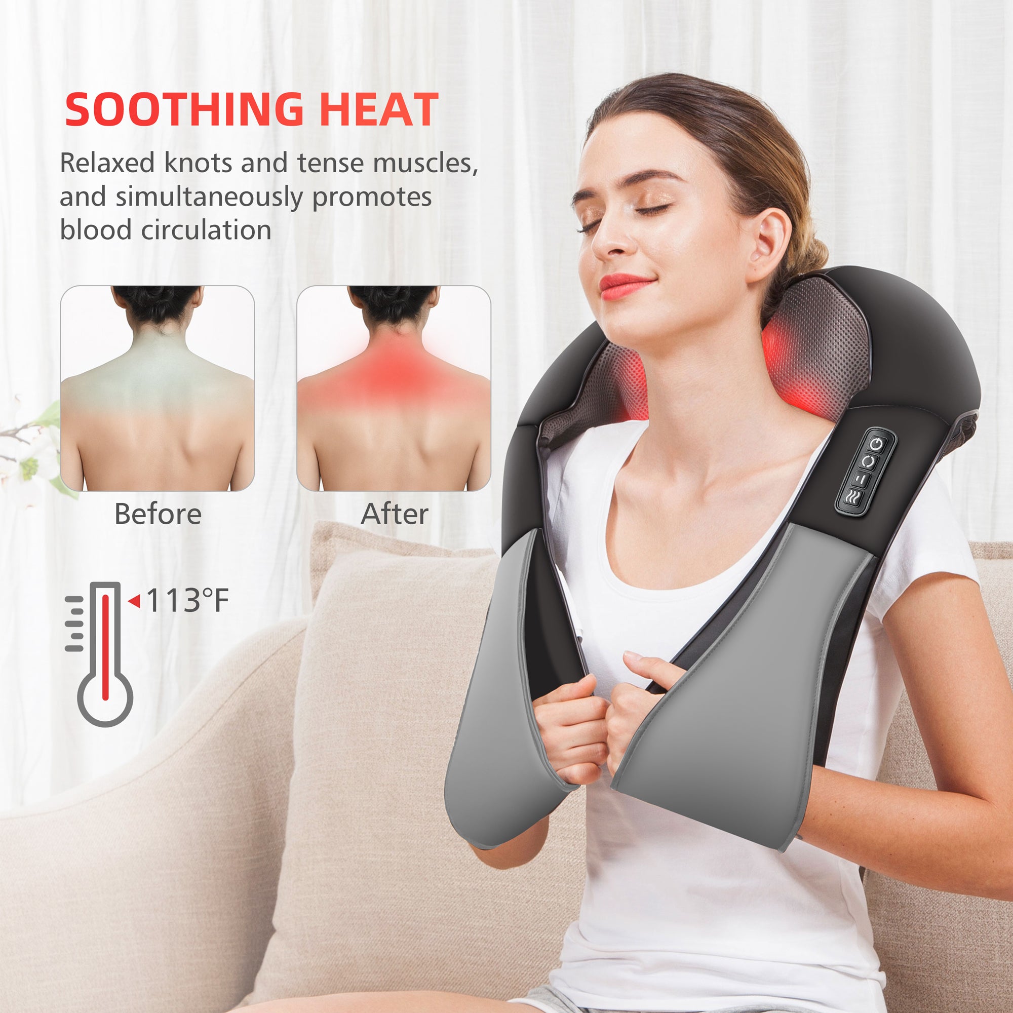 Naipo Shiatsu Neck Back Massager with Heat, Electric Massager Deep Tissue  Kneading Massage to Relief Shoulder Muscles, Gift for Mom/Dad/Women/Men in  Home Office and Car 