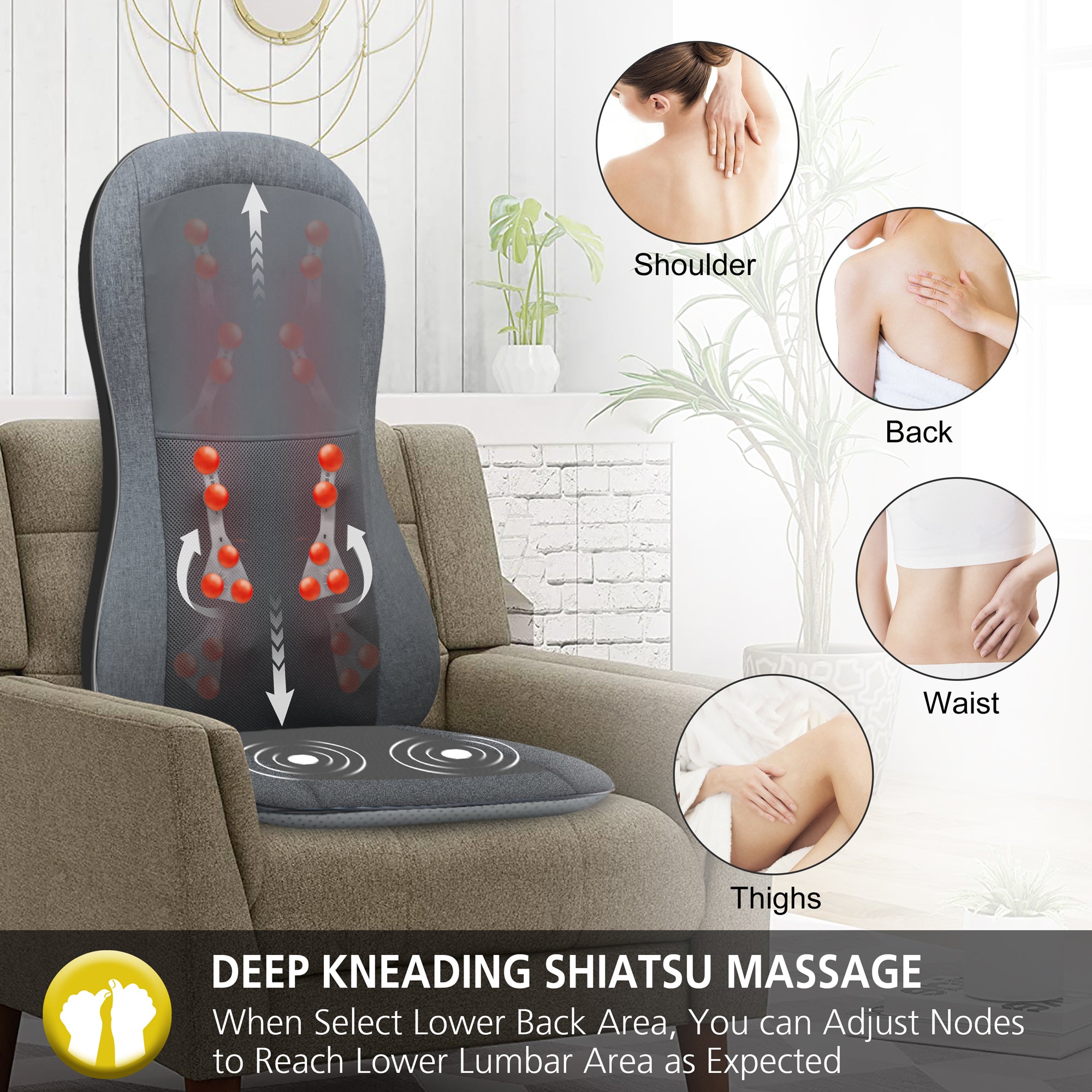 COMFIER Shiatsu Massage Chair Pad for Pain Relief-CF-2606MC-B