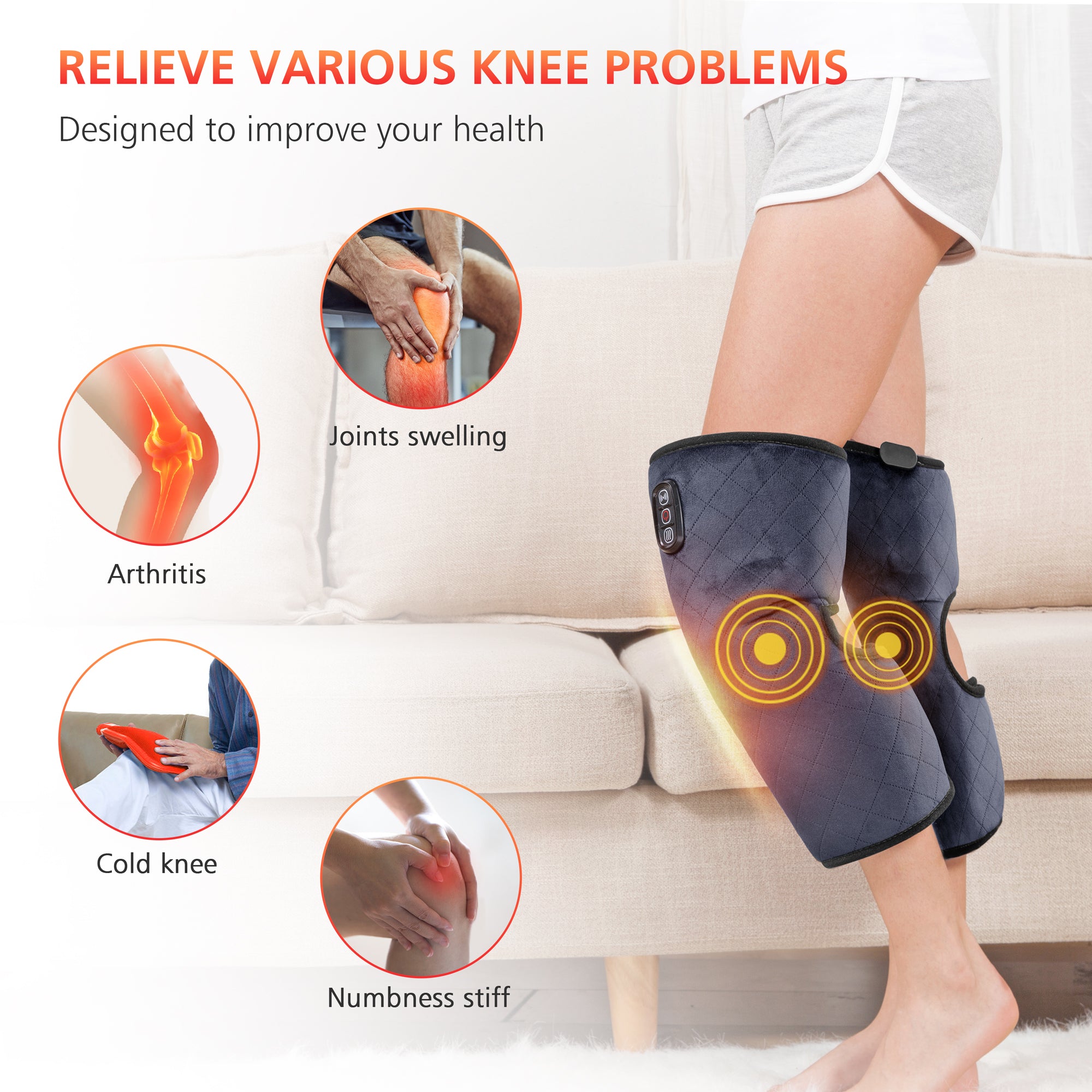 Knee Massager, Heat Knee Brace, Knee Pads Physiotherapy for Arthritis  Muscle Pain Relief