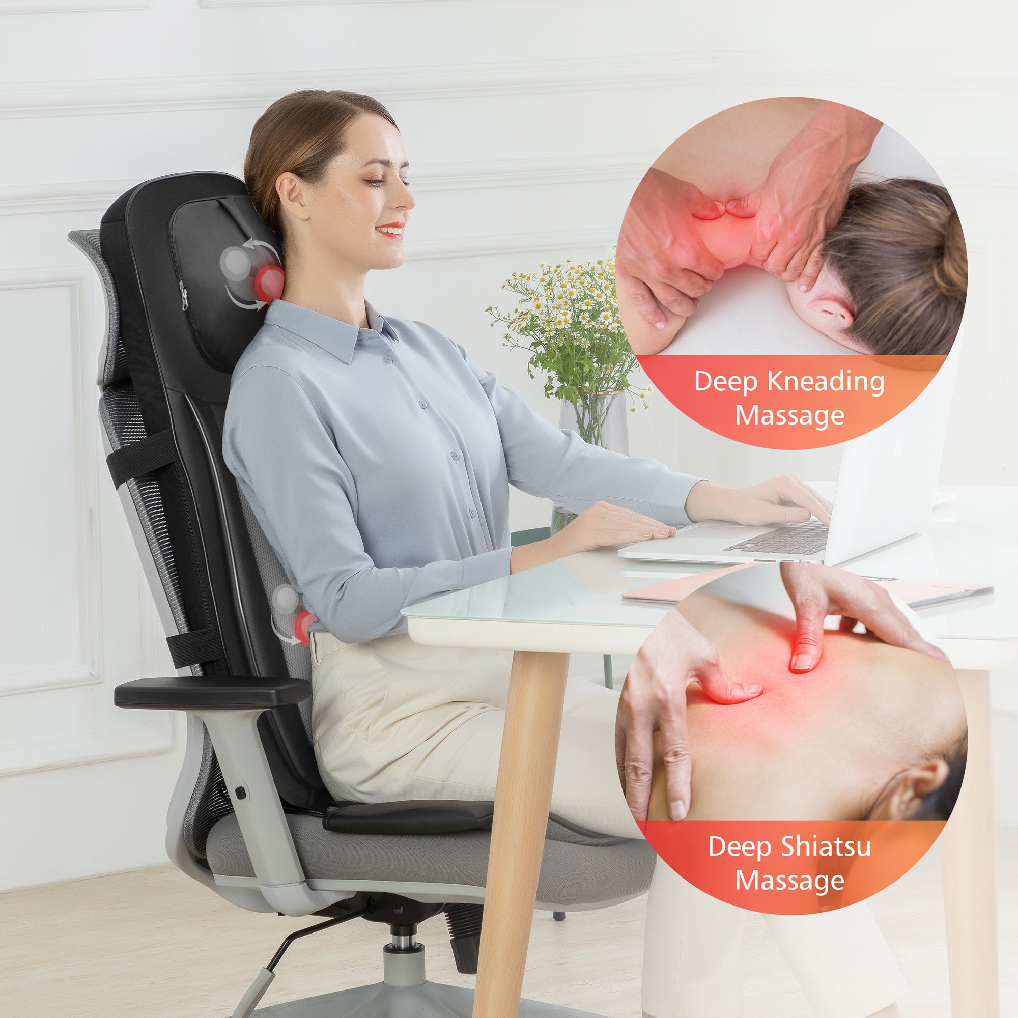 Comfier Back Massager with Heat,Shiatsu Massage Chair Pad