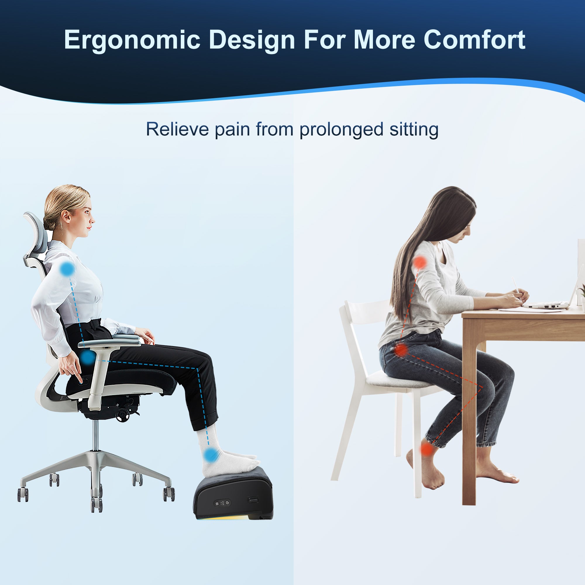 Foot Rest Under Desk Adjustable Height Office Ergonomic Portable Comfort US
