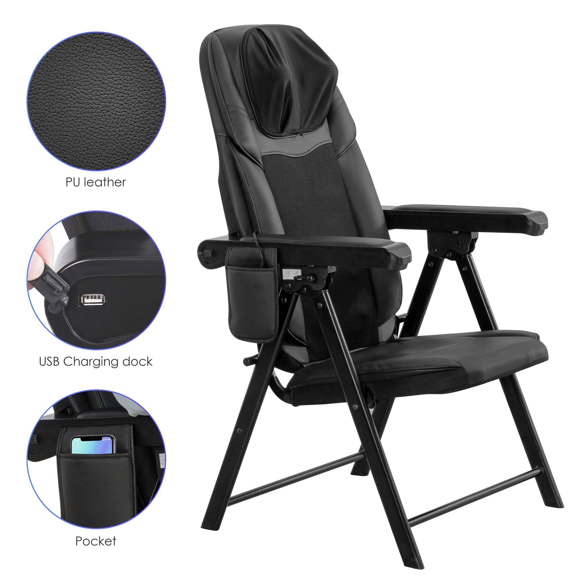 Shiatsu Massage Chair Pad Foldable Calf Massager for Home & Office Use, Size: 15.8 in