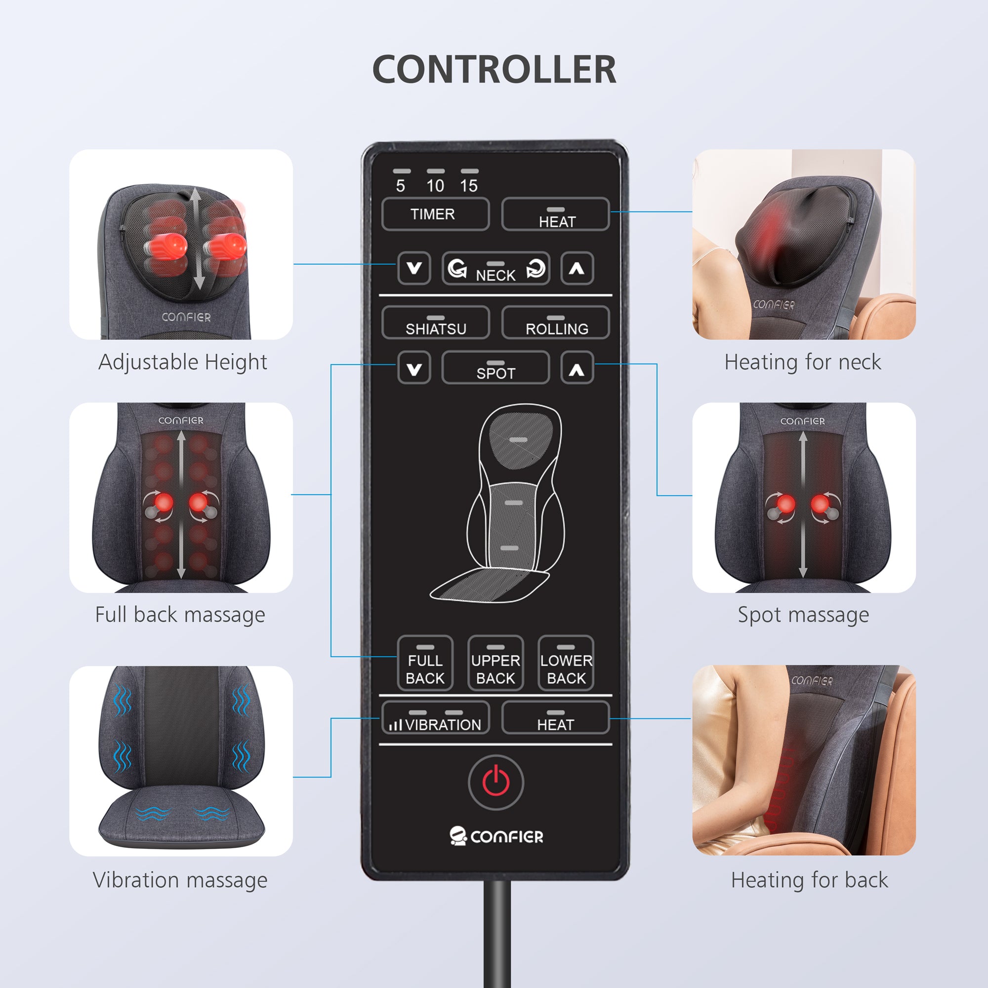 COMFIER Massage Seat Cushion with Heat,10 Vibration Motors Seat Warmer,  Back Massager for Chair, Mas…See more COMFIER Massage Seat Cushion with