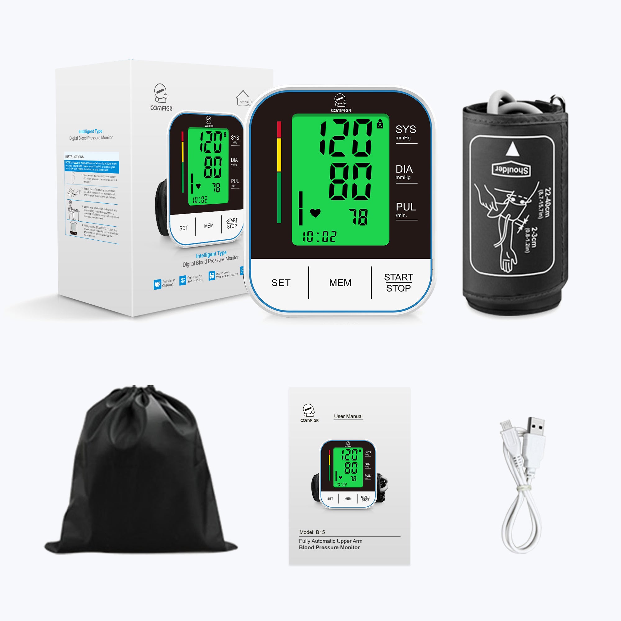 Smart Blood Pressure Monitor - Easy Home Use with Arm Cuff Voice